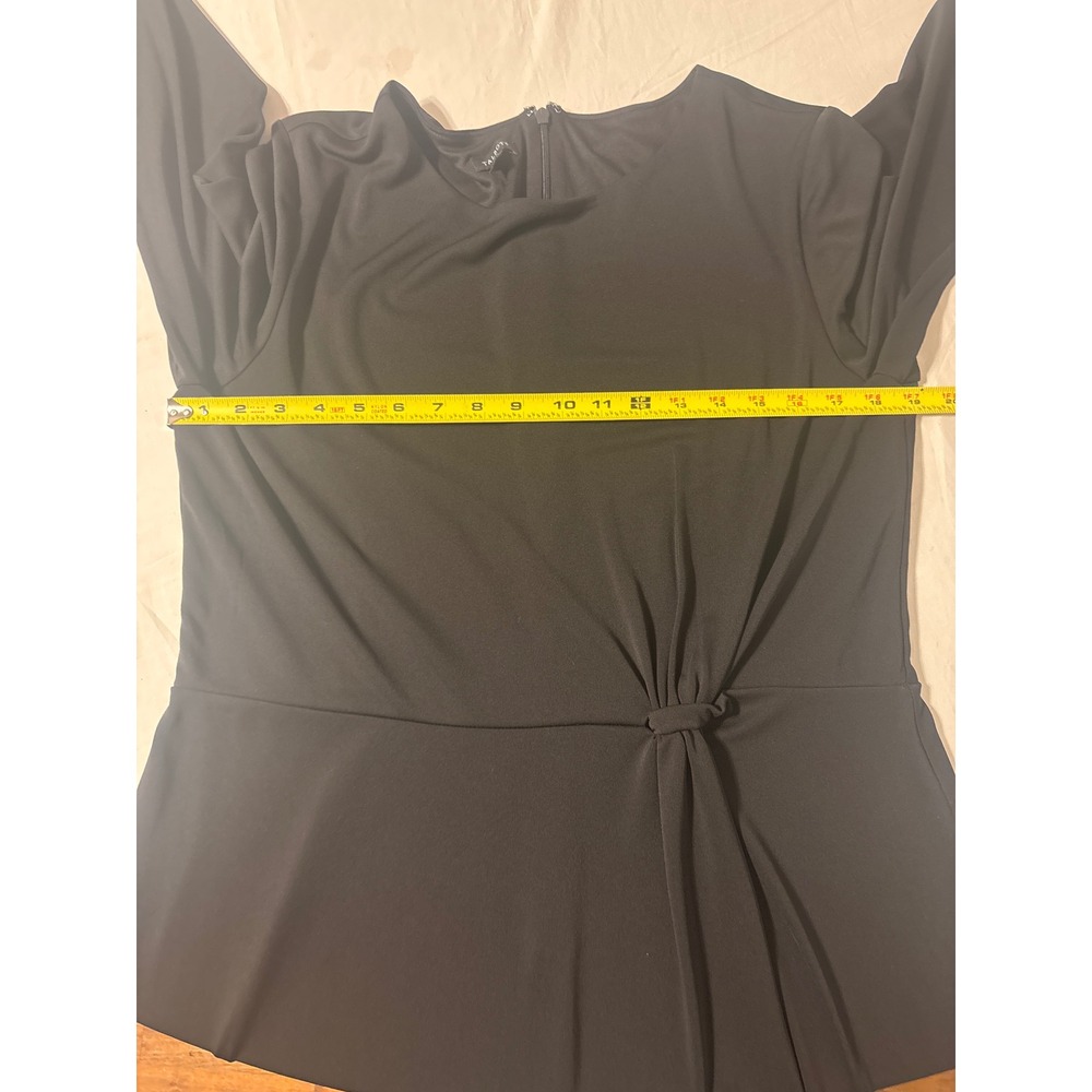 Talbots Midi Dress Womens 16 Black 3/4 Sleeve Side Knot Stretch Jersey - Picture 4 of 10